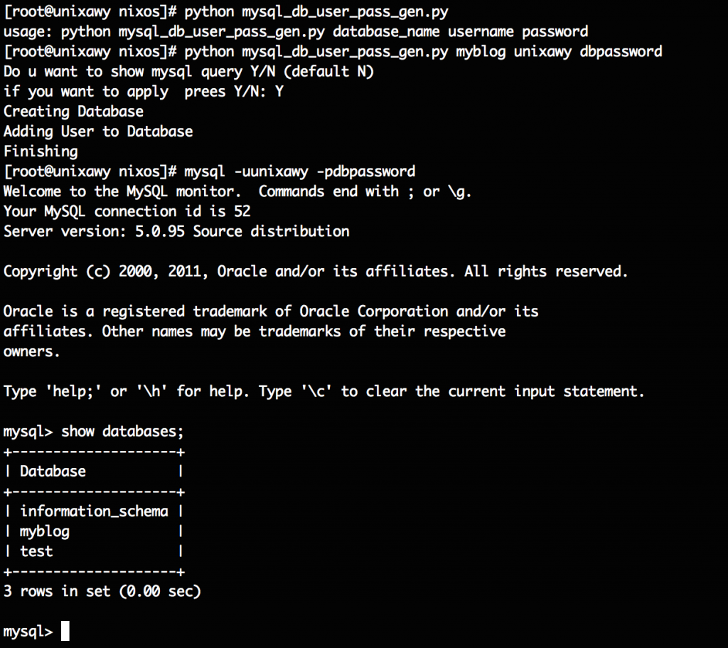 python script create database utf-8 with user and password